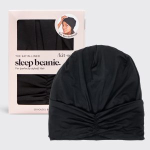 Black Satin-lined Sleep Beanie