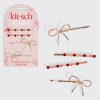 Red. Pink. & Green Gemstone and Bow Bobby Pins